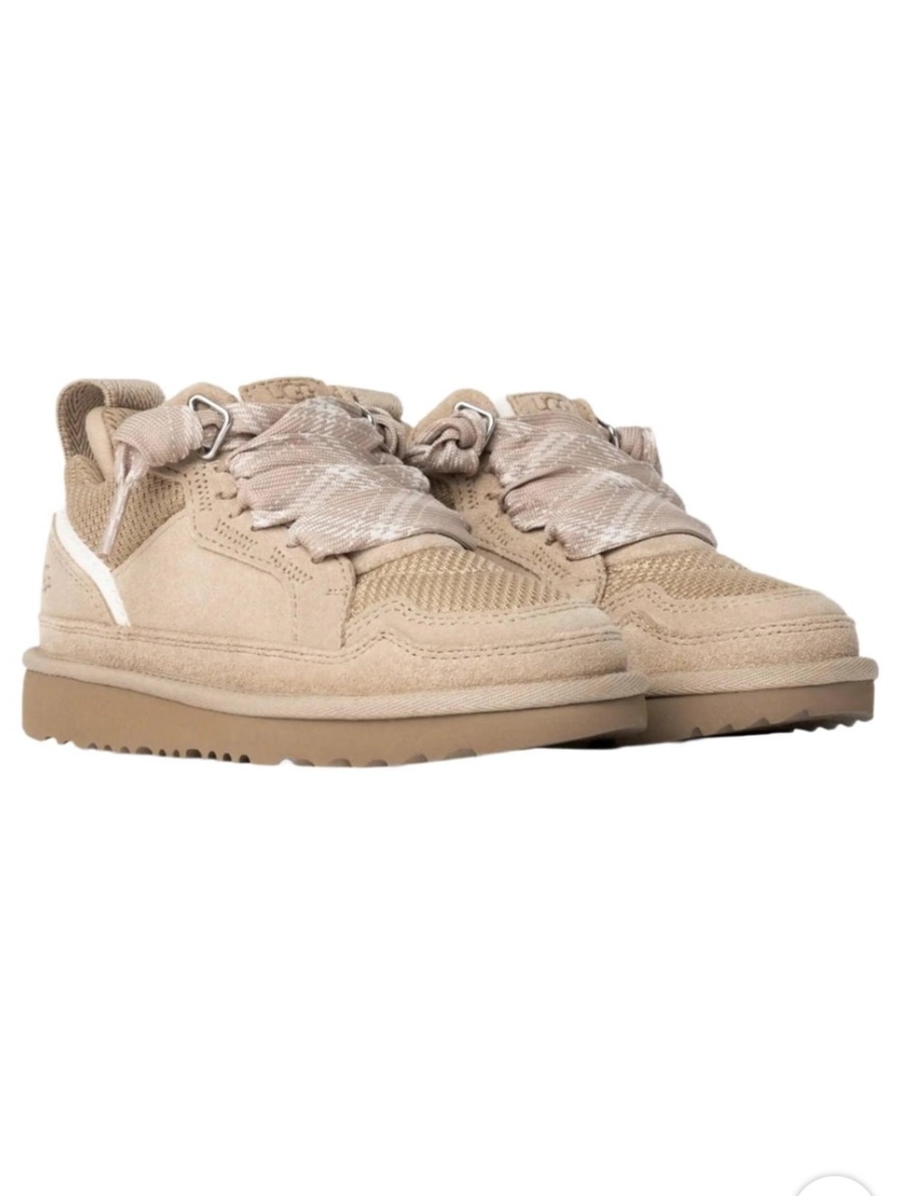 UGG Lowmel 1152410K Sneakers Kids Sand Suede Lace Up Versatile Shoes size 5 NEW
